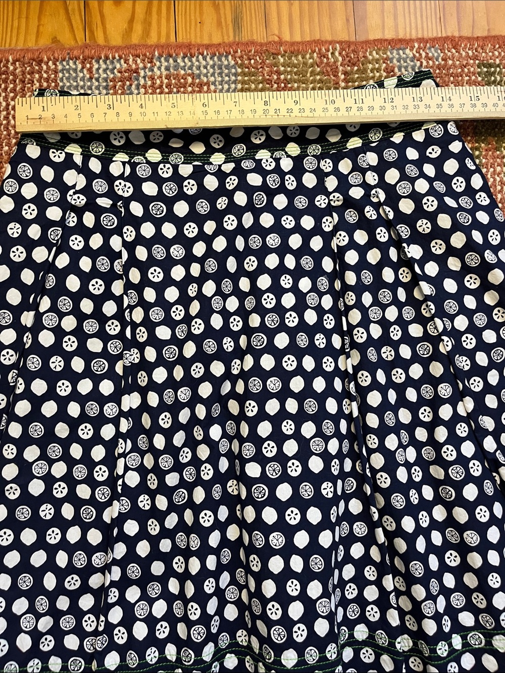 Lilly Pulitzer Lemons and Limes Pleated A Line Skirt Navy White Size 4 - Picture 2 of 12
